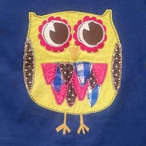 EUC [mini boden] VNTG 2011 Blue Owl Tee | Long Sleeve Appliqué Shirt | Girls 3-4